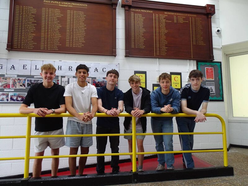 Peter Creagh, Aaron Sidhu, Alessandro Siynardi, Ethan Wise, Luke MacMullan, Daniel Fitzsimons. Picture: Christian Brothers College in Cork