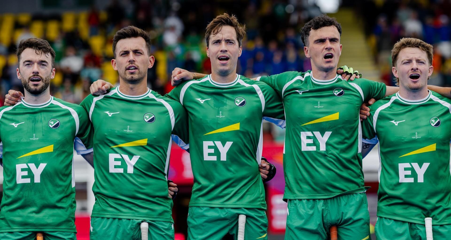 A view of the Ireland team during the national anthem. Pic: ©INPHO/Will Palmer