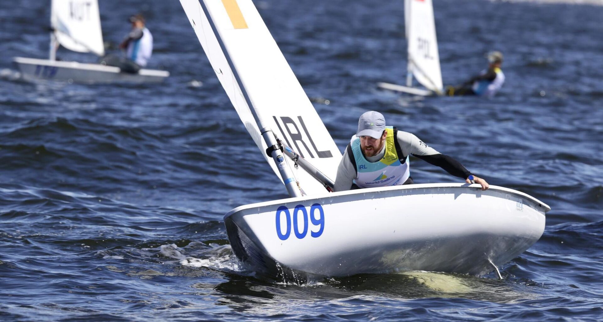 Ireland’s Finn Lynch leading the fleet. Pic: ©INPHO/David Branigan.