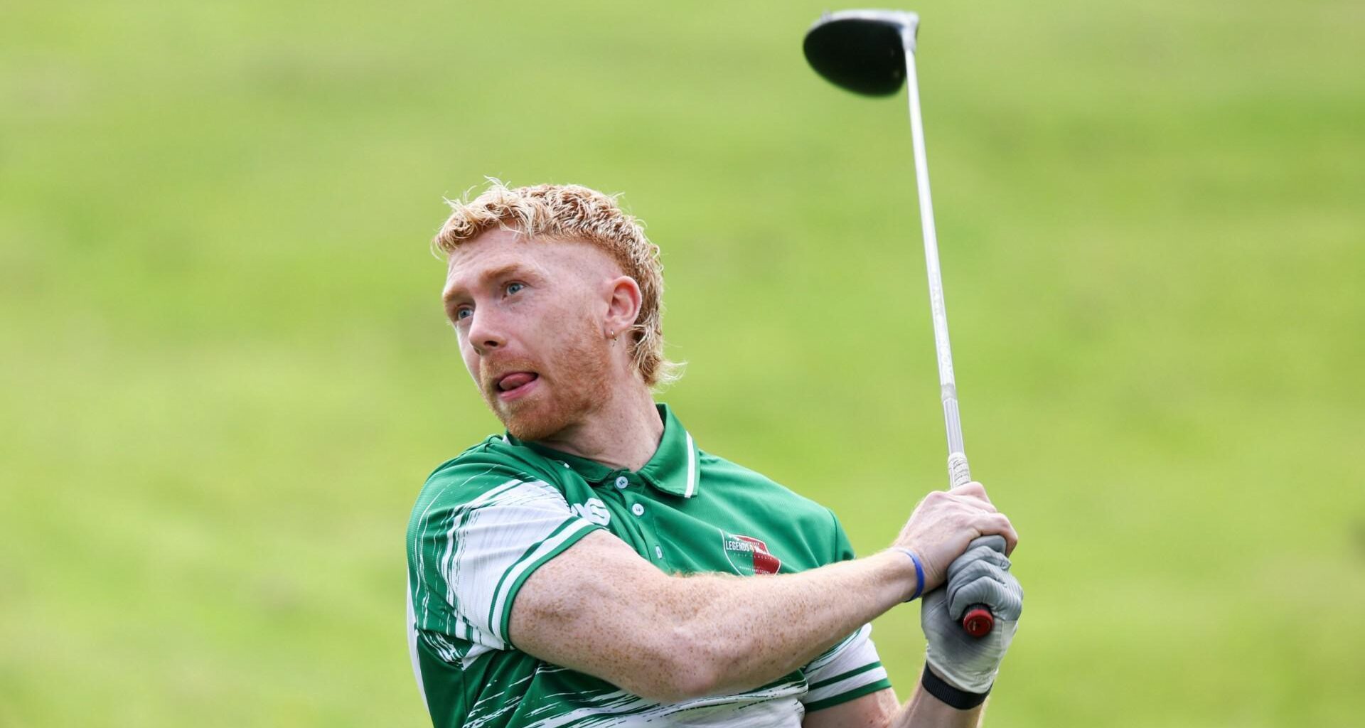 FORE: Cian Lynch playing Golf as the Munster Rugby Legends take on the Limerick Hurling Legends. Pic: ©INPHO/Tom Maher.