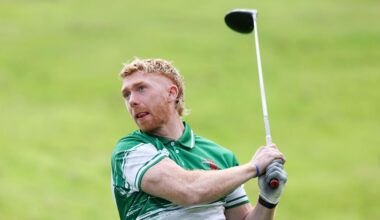 FORE: Cian Lynch playing Golf as the Munster Rugby Legends take on the Limerick Hurling Legends. Pic: ©INPHO/Tom Maher.