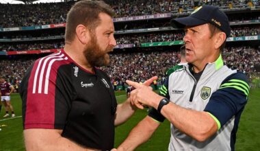 TOGETHER AT LAST: Kerry manager Jack O'Connor and then Galway coach Cian O'Neill after the 2022 All-Ireland SFC final between the counties at Croke Park. Pic: Ramsey Cardy/Sportsfile