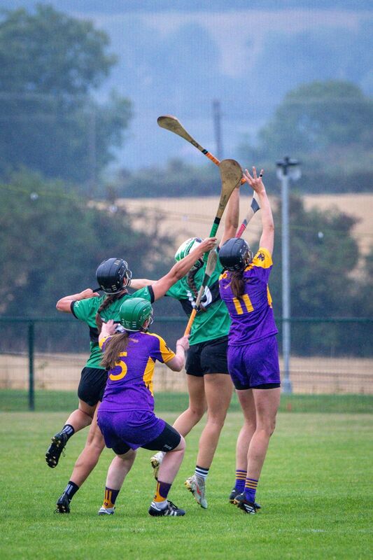 St Catherine’s Orla Cotter and Killeagh’s Amy Fogarty contest in the air. Picture: Chani Anderson