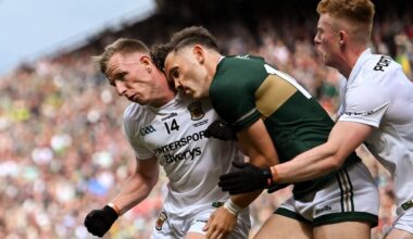 MARGIN CALL: David Clifford of Kerry gets a shoulder from Mayo's Ryan O'Donoghue in July's All-Ireland SFC final at Croke Park. Pic: Stephen McCarthy/Sportsfile