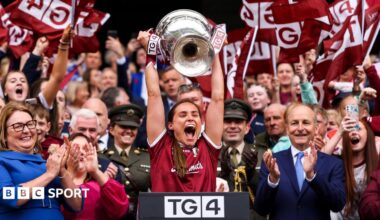 Kate Gerhagty lifts the All-Ireland for Galway