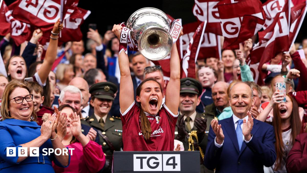 Kate Gerhagty lifts the All-Ireland for Galway