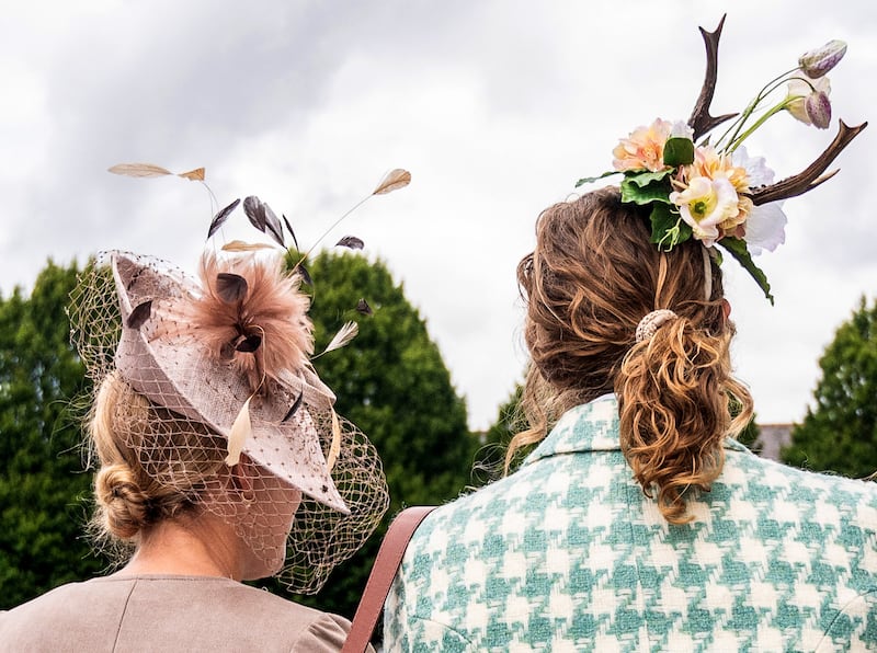 A view of showgoers headpieces at the Dublin Horse Show. Photo: INPHO/Henry Simpson