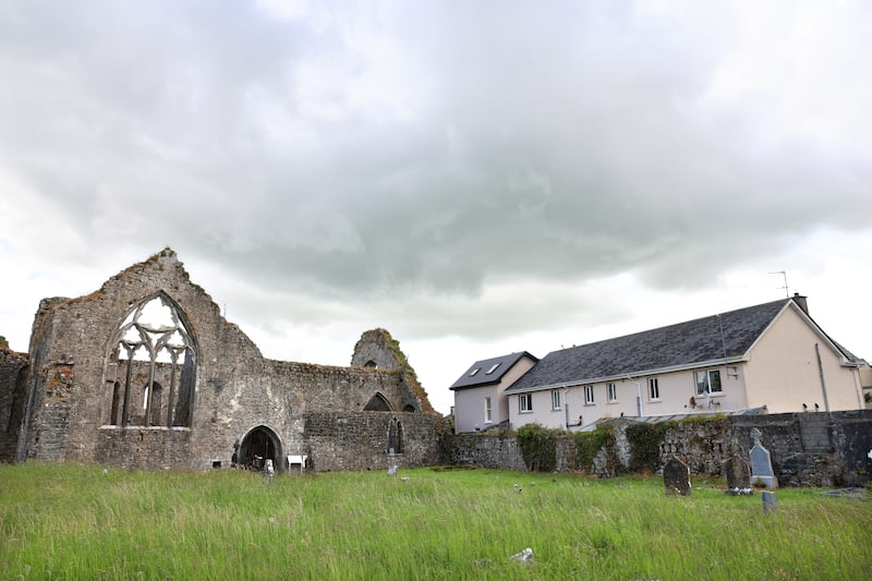 Houses on Abbey Row beside Athenry Priory. Photograph: Dara Mac Dónaill