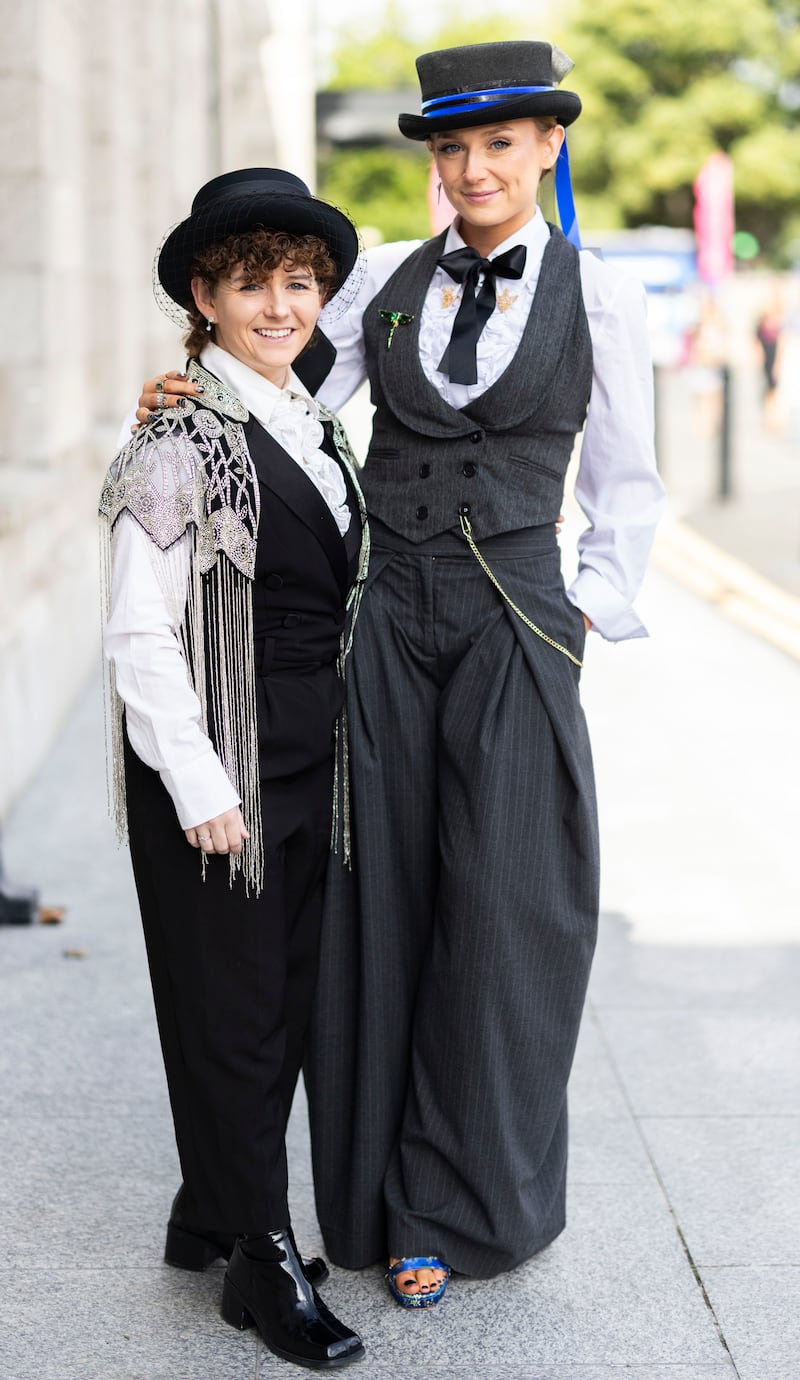 Emily Bradley and Jess Crewe dressed to impress for Ladies Day. Photo: Sam Boal/Collins Photos 

