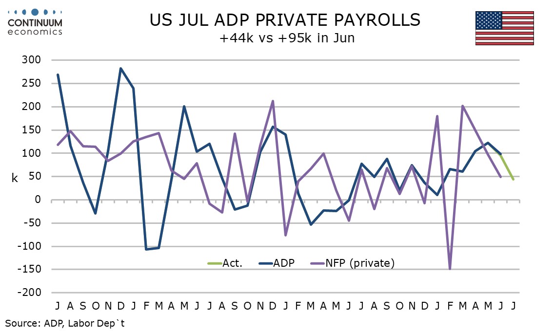 U.S. July ADP Employment - Slowest since January, but payrol