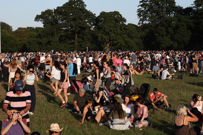 Crowds gather in Dublin's Phoenix Park for the eclipse. Photograph: Colin Keegan/Collins