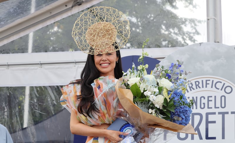 Pamela Ryan, from Drimnagh, with her winning bouquet at the RDS. Photograph: Alan Betson/The Irish Times