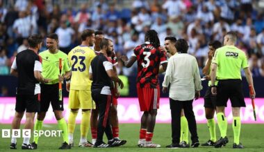 Calvin Bassey on the pitch at full-time
