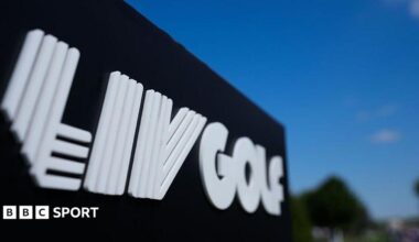 A close-up of a LIV Golf sign