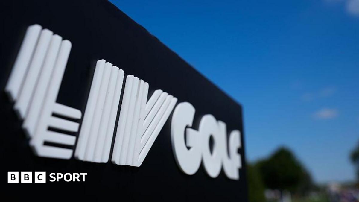 A close-up of a LIV Golf sign