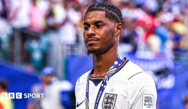 Manchester United and England forward Marcus Rashford after the third-place game against France at the World Cup