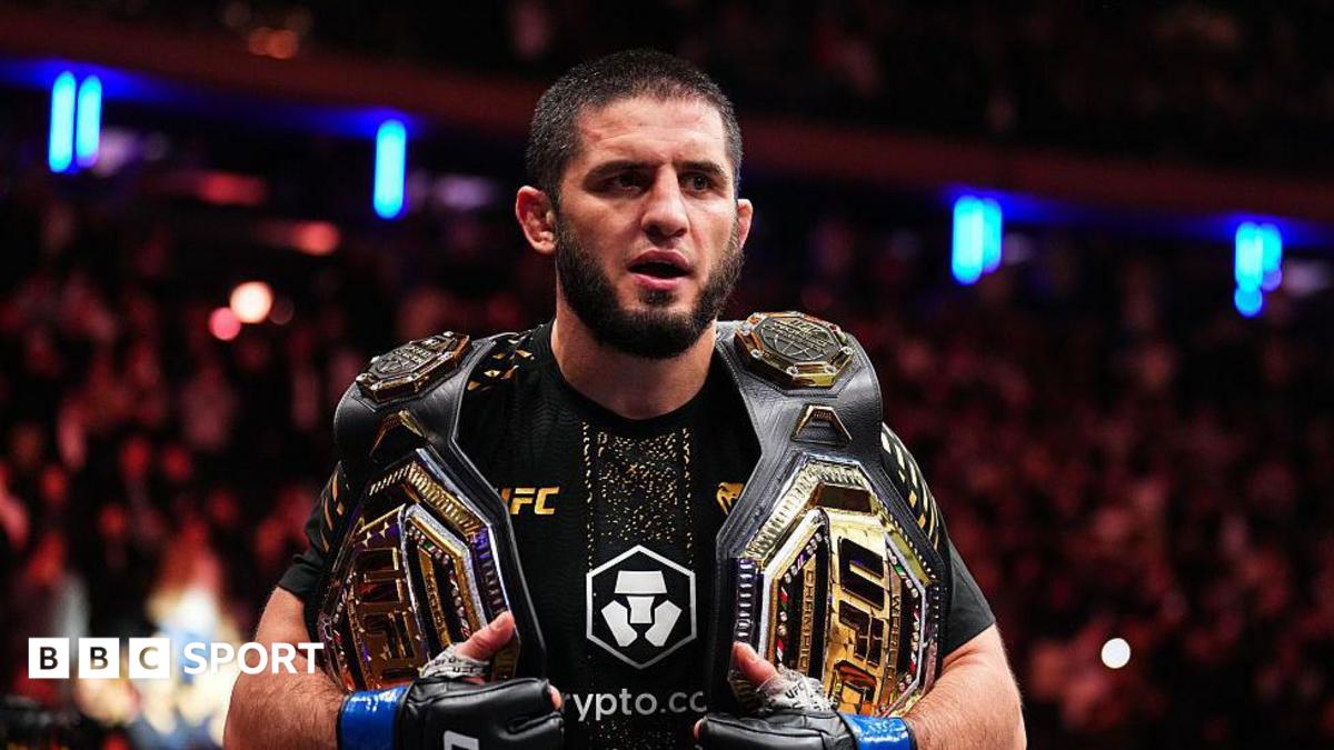 Islam Makhachev celebrates after beating Jack Della Maddalena in November 2025