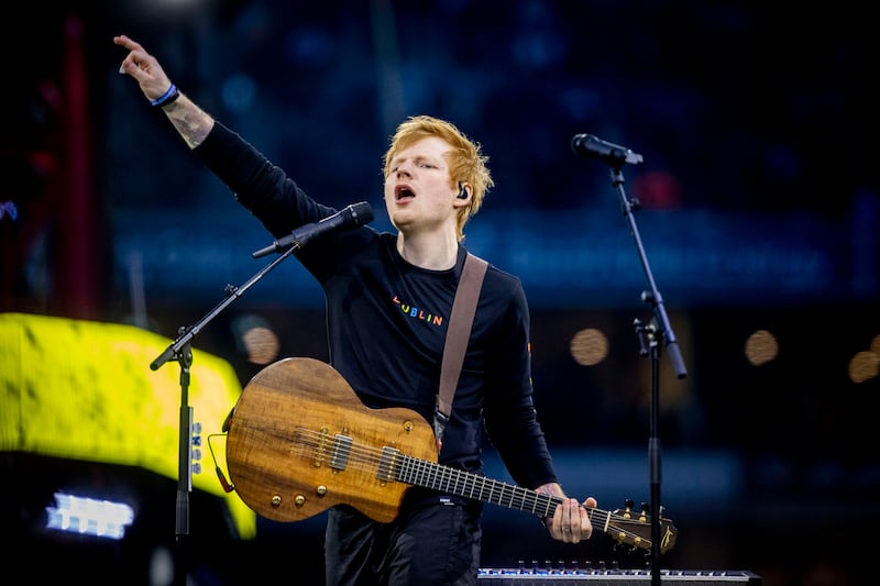 Ed Sheeran, seen here at Croke Park in 2022, performed alongside local artists at the Sky and The Ground pub, Co Wexford, during the festival. Photograph: Tom Honan