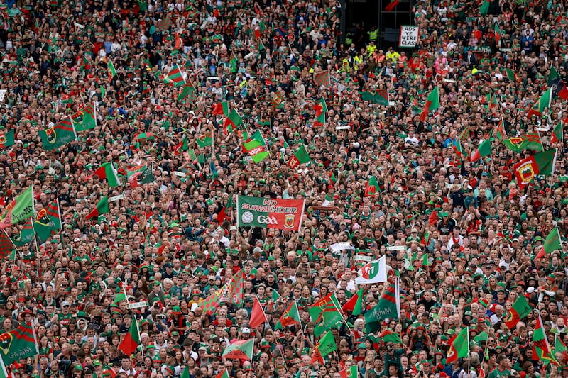 Mayo fans welcome the team home in Castlebar after their All-Ireland victory. Photograph: James Crombie/INPHO