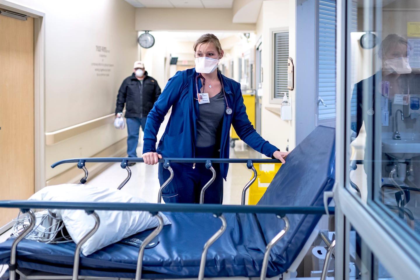 Ashtin Kubec, an emergency room nurse at MidMichigan Medical Center, in Alma, Mich., on Nov. 20, 2021.