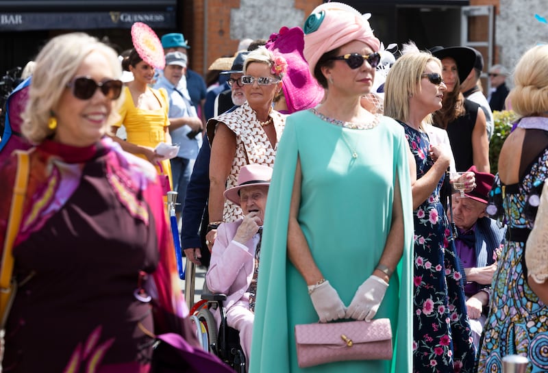 A variety of styles, colour choices and accessories were on show at the Dublin Horse Show for Ladies Day. Photo: Sam Boal/Collins Photos