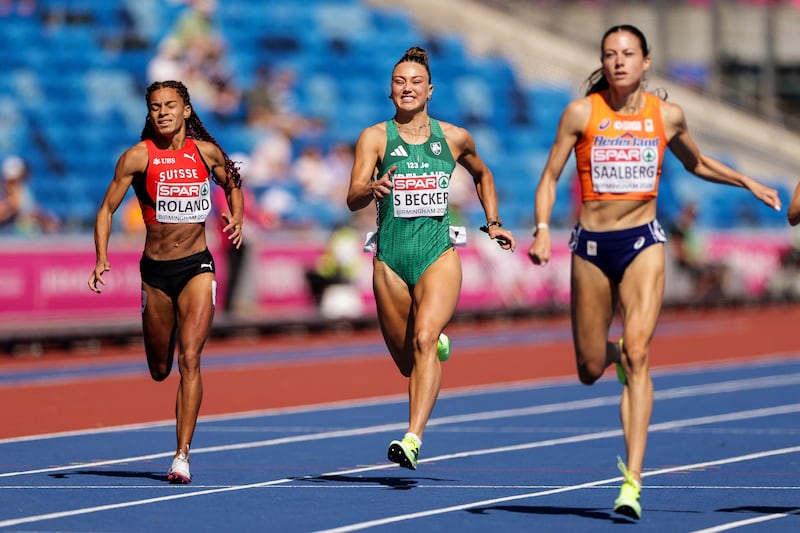 Ireland’s Sophie Becker in action during the heats of the 400m at the European Athletics Championships in Birmingham. Photograph: Morgan Treacy/Inpho