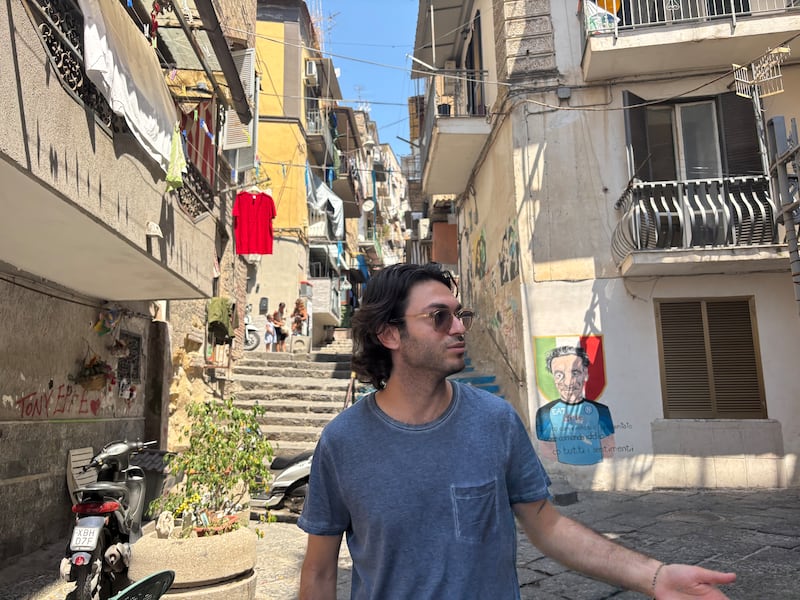 Gigi Cannavacciolo (29) in a neighbourhood of Naples traditionally affected by organised crime. Photograph: Naomi O'Leary