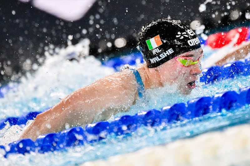 Ellen Walshe in the women’s 200m butterfly semi-final at the European Aquatics Championships in Paris on Saturday. Photograph: Giorgio Scala/INPHO
