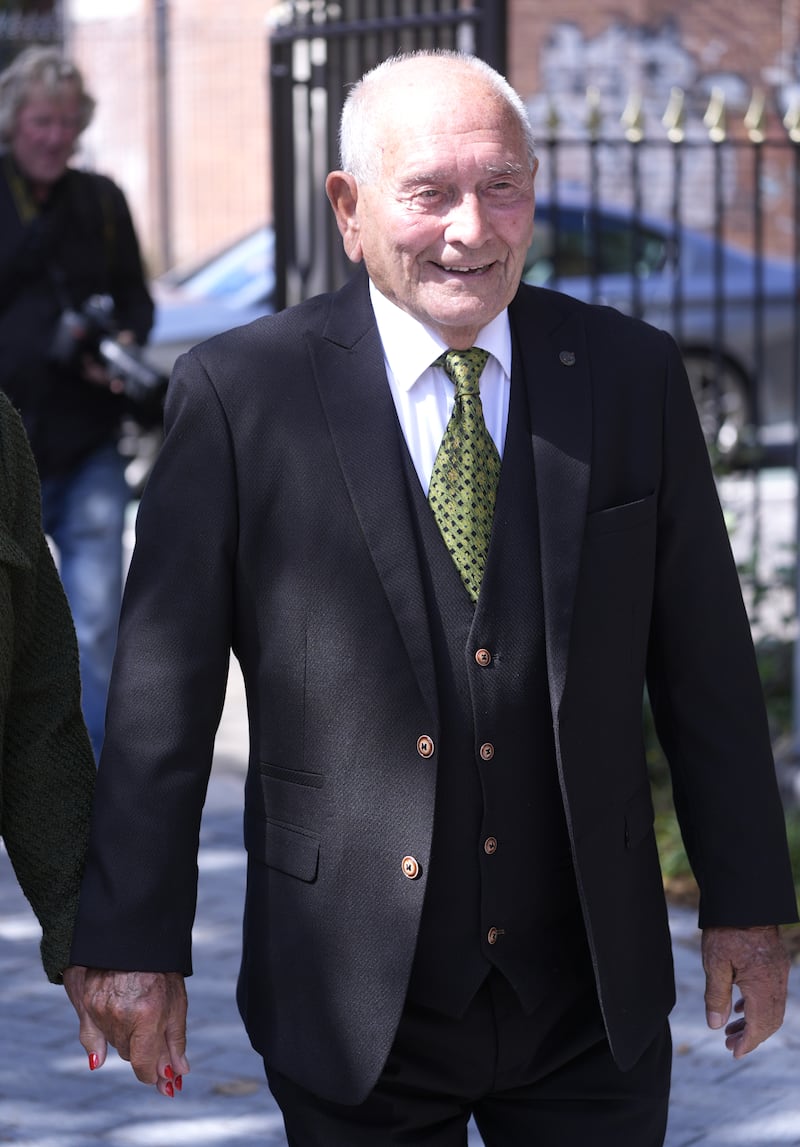 Tommy Cannon arrives for the funeral of stand-up comedian Jimmy Cricket