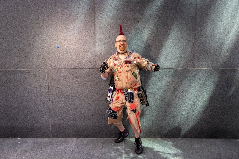 Damien Pollock from Cork cosplayed as a 'Punk Buster' for the event. Photograph: Tom Honan