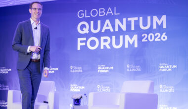 Infleqtion CEO Matthew Kinsella presents the keynote at Global Quantum Forum 2026