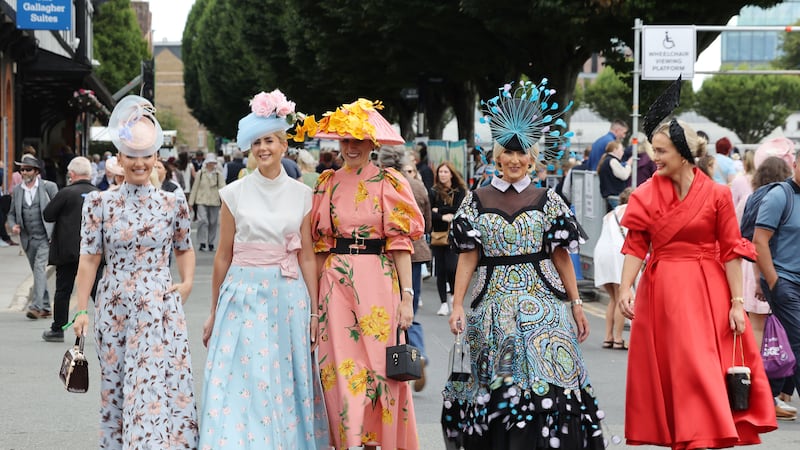 From left: Lisa Walsh, Jenny Ryan, Ann Marie Dunning, Breda Butler and Aine Malone were among the Best Dressed hopefuls. Photograph: Alan Betson