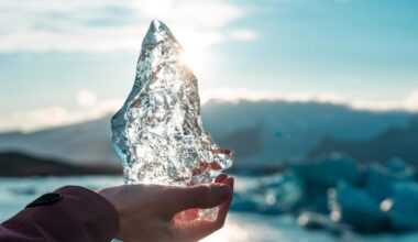 Hand Holding Melting Ice Climate Change Global Warming