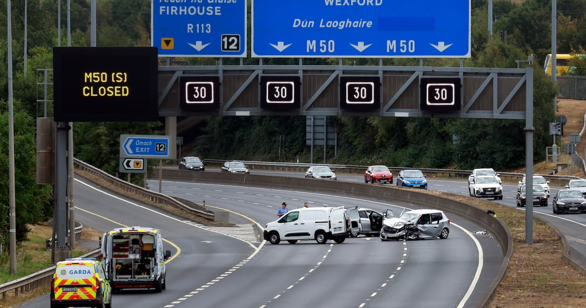Eight teenagers and man taken to hospital after crash on M50 in Dublin – The Irish Times