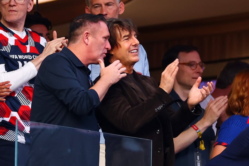 Robbie Keane with Tom Cruise during the World Cup match between the USA and Paraguay in Los Angeles this summer. Photograph: Chris Brunskill/Fantasista/Getty Images