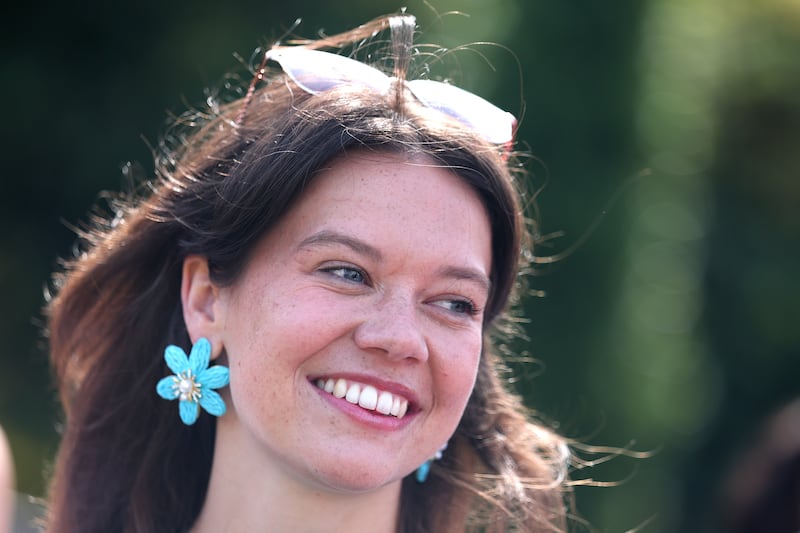 Newfoundland and Labrador Rose Kathleen Murphy smiling at the introduction of the 2026 Roses of Tralee at St Helen's Hotel, Dublin. Photograph: Clodagh Kilcoyne for The Irish Times