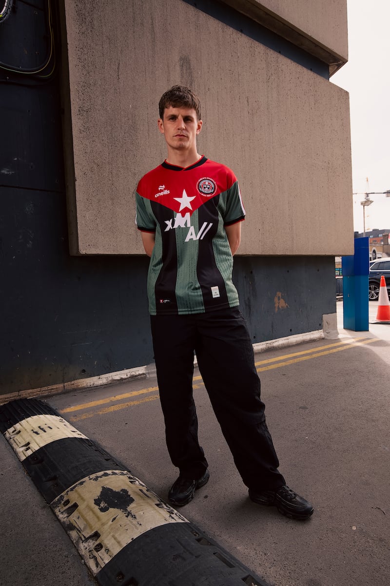 The new Bohemian FC strip designed by Bristol band Massive Attack. Photograph: David Thomas Smith