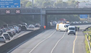 Car drives off M50 bridge, causing closure and major traffic disruption – The Irish Times