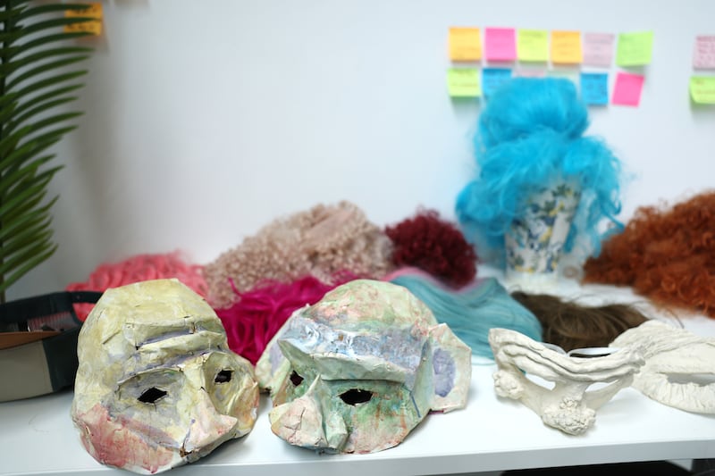 Rehearsals in the Digital Hub for the new Blindboy play at the Abbey Theatre. Photograph: Clodagh Kilcoyne