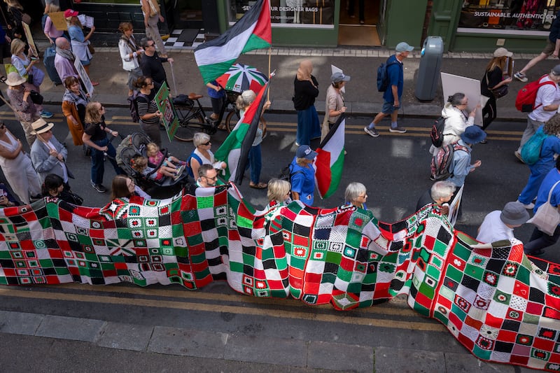 The blanket displayed on Wicklow Street, Dublin. Photograph: Tom Honan for The Irish Times