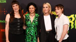 Maggie Mclean, Alia Shawkat, Dylan Meyer and Kristen Stewart at 'The Wrong Girls' Los Angeles premiere held at NELA Dispensary on August 05, 2026 in Los Angeles, California.