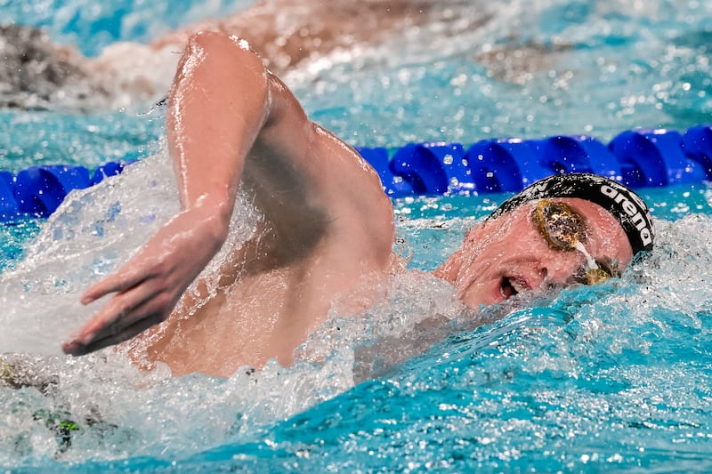 Daniel Wiffen during the men's 1,500m final. Photograph: Giorgio Scala/Inpho