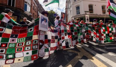 Blanket with square for each child killed in Gaza brings silence to bustling Dublin street – The Irish Times