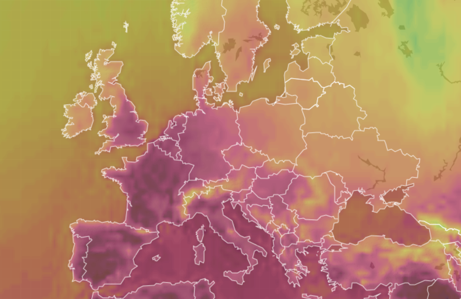 Western Europe will see scorching temperatures as high as 43C on Thursday