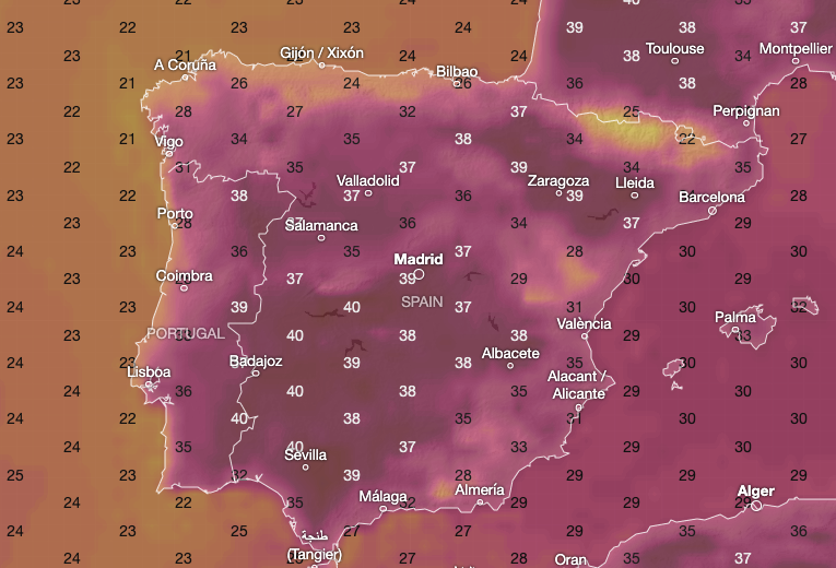 Spain will experience scorching temperatures, especially on Thursday