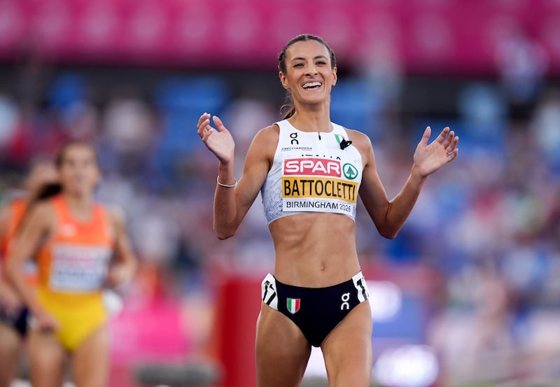Italy's Nadia Battocletti after winning the 5,000m. Photograph: Mike Egerton/PA