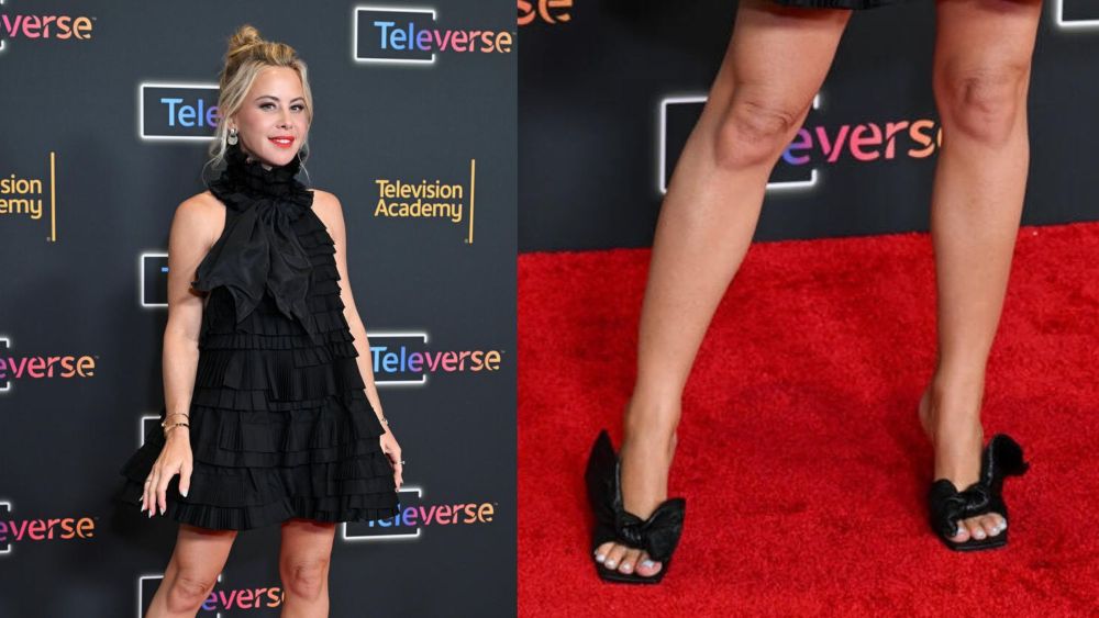 Tara Lipinski, 2026 Televerse Festival, Givenchy, mules, red carpet, Vera Wang, dress, 'The Traitors'