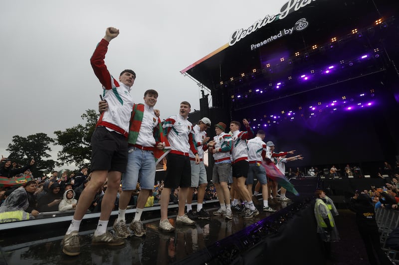 Electric Picnic 2026: Mayo's All-Ireland winners on stage with The Saw Doctors on Sunday. Photograph: Nick Bradshaw