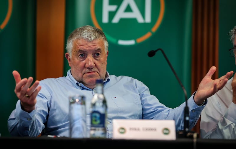 FAI president Paul Cooke dialled into a Zoom conference call with Uefa president Aleksander Ceferin and delegates of Uefa's other 54 member nations on Thursday. File photograph: Ryan Byrne/Inpho