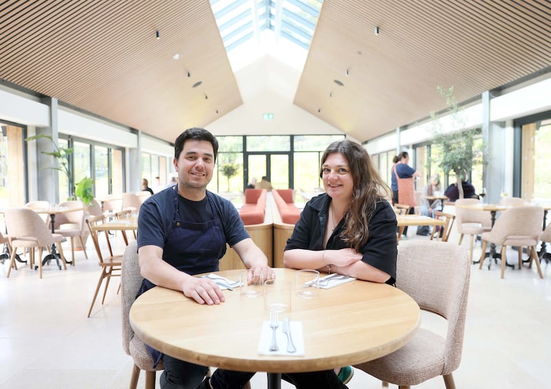 Carlos and Lucie Capparelli in their restaurant in Dundonald, on the outskirts of Belfast. Photograph: Stephen Davison